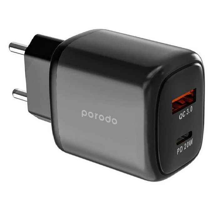 شارژر دیواری 20W  فست و PD دو پورت پرودو مدل PD-20WACEU