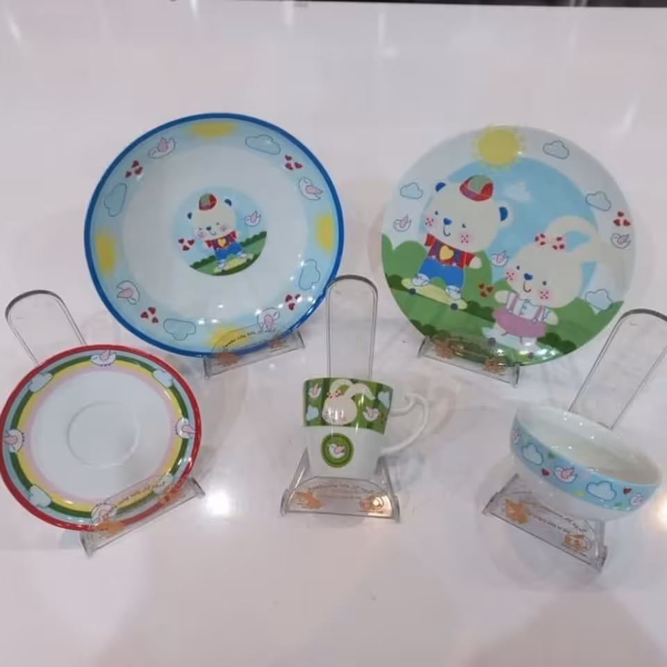 سرویس چینی 5 پارچه غذاخوری کودک برند لورین طرح خرس و خرگوش