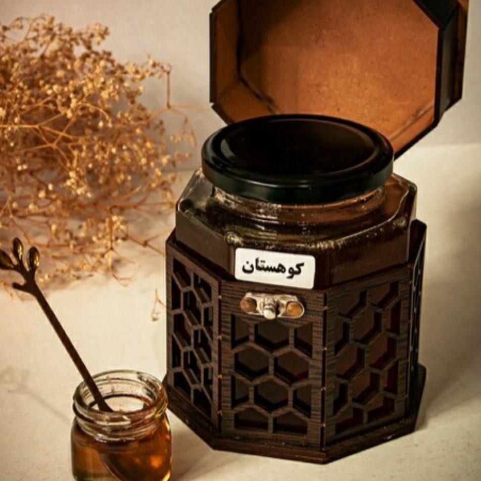 عسل کوهستان (بسته بندی شیشه ای با جعبه چوبی آنتیک)