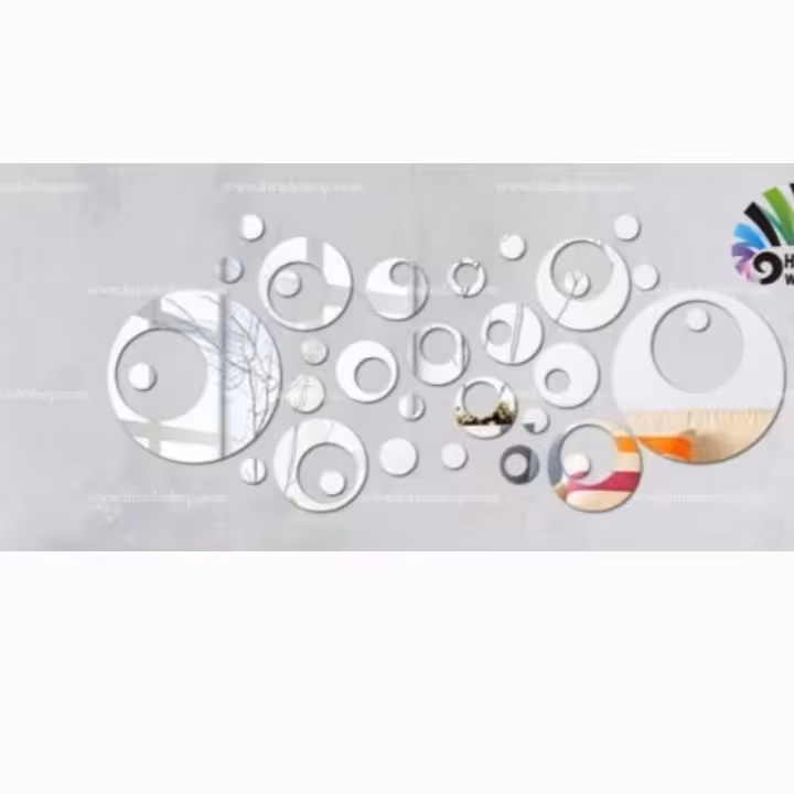 آینه دکوراتیو مولتی استایل طرح حباب، در دو رنگ طلایی و نقره ای،  قطر بزرگترین حباب 28 سانتی متر