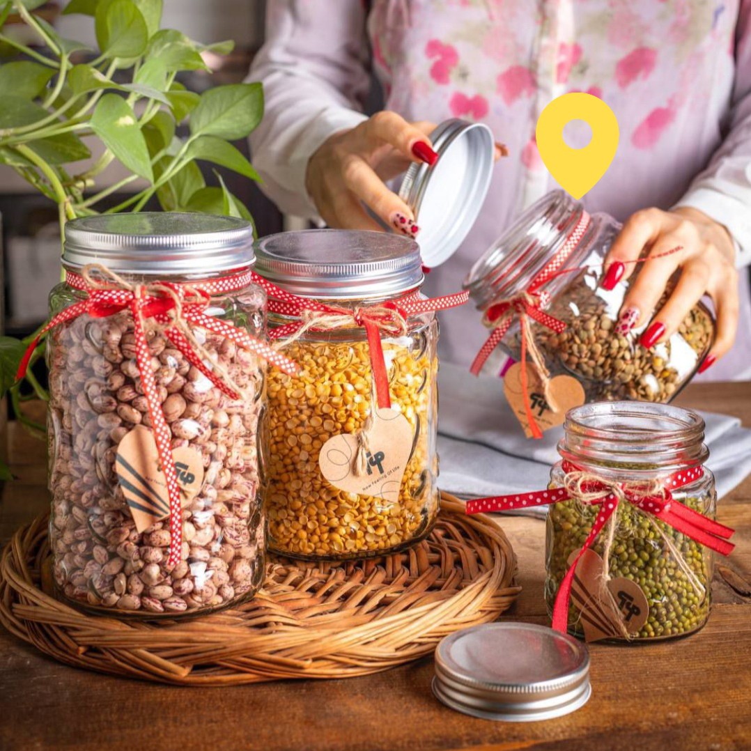 بانکه حبوبات طرح قلبِ سِنین سایز 2 با درب کانتینری