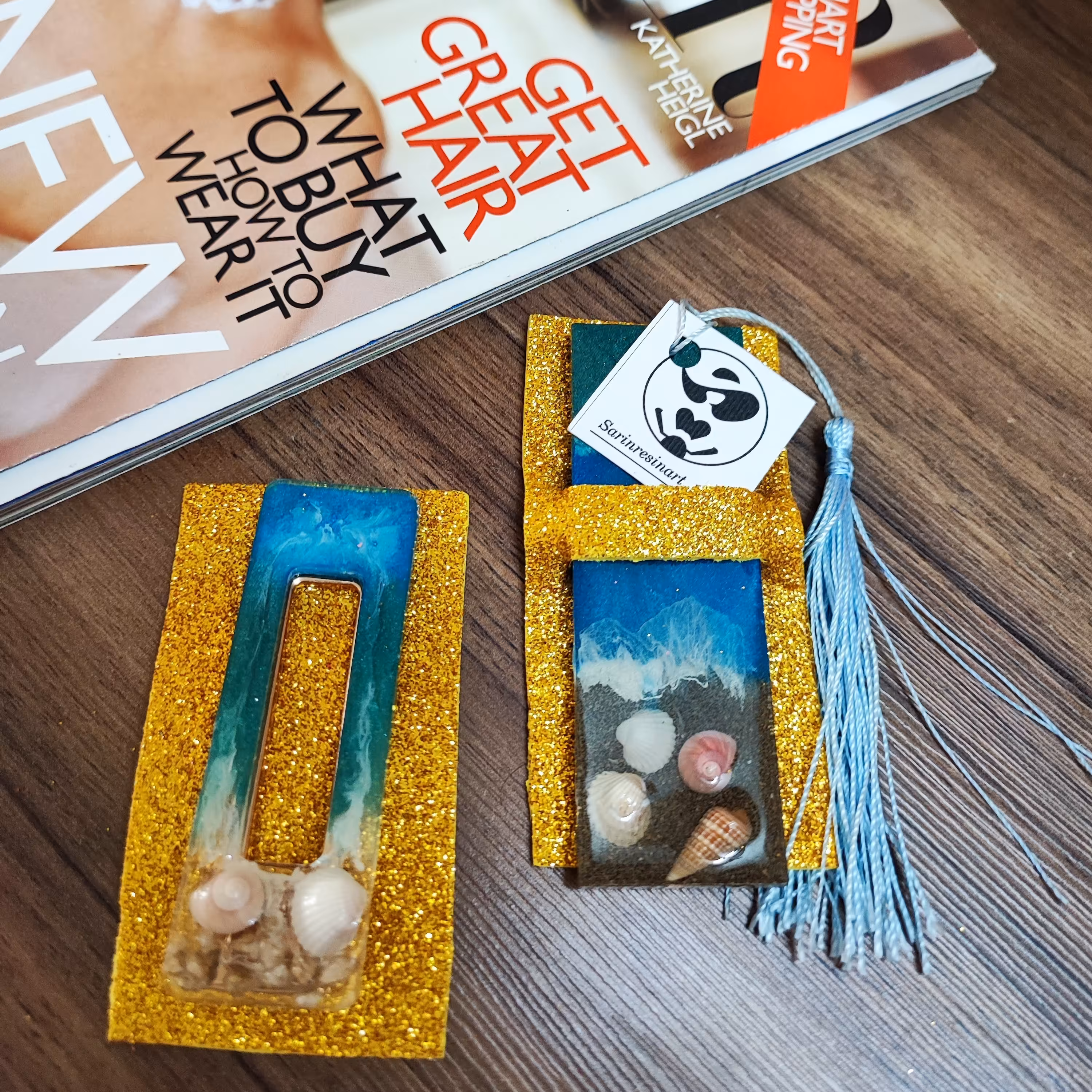 بوکمارک  (نشانگر کتاب)و گلسر تمام رزین دریا