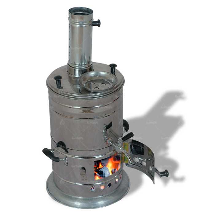 سماور زغالی  تمام استیل با ظرفیت 8 لیتر اب