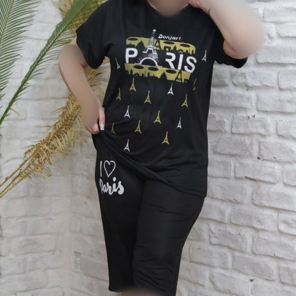 تیشرت شلوارک زنانهParis،جنس اسپان اعلا،فری سایز از 40تا48، ارسال رایگان با950هزارتومان خریدپوشاک زنانه نرگس2