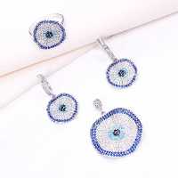 نیم ست نقره مدل چشم و نظر تاب دار عیار 925 کد 16071