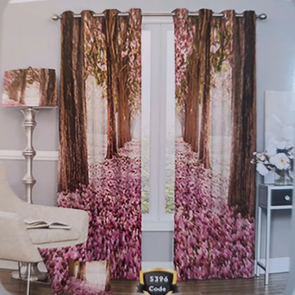 پرده چاپی پانچ دو قواره طرح گل  کد 5396 (پس کرایه)