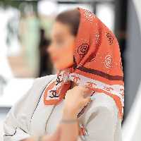 مینی اسکارف (باندانا) طیف نارنجی سفید طرح شنل گل ارسال رایگان 