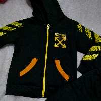 هودی شلوار ست بچگانه دخترانه پسرانه رنگ مشکی طرح آف وایت