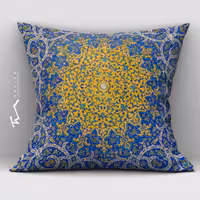 دو عدد کاور کوسن طرح کاشیکاری 5 - دو رو مخمل پورش - 40 در 40 - زیپ مخفی 