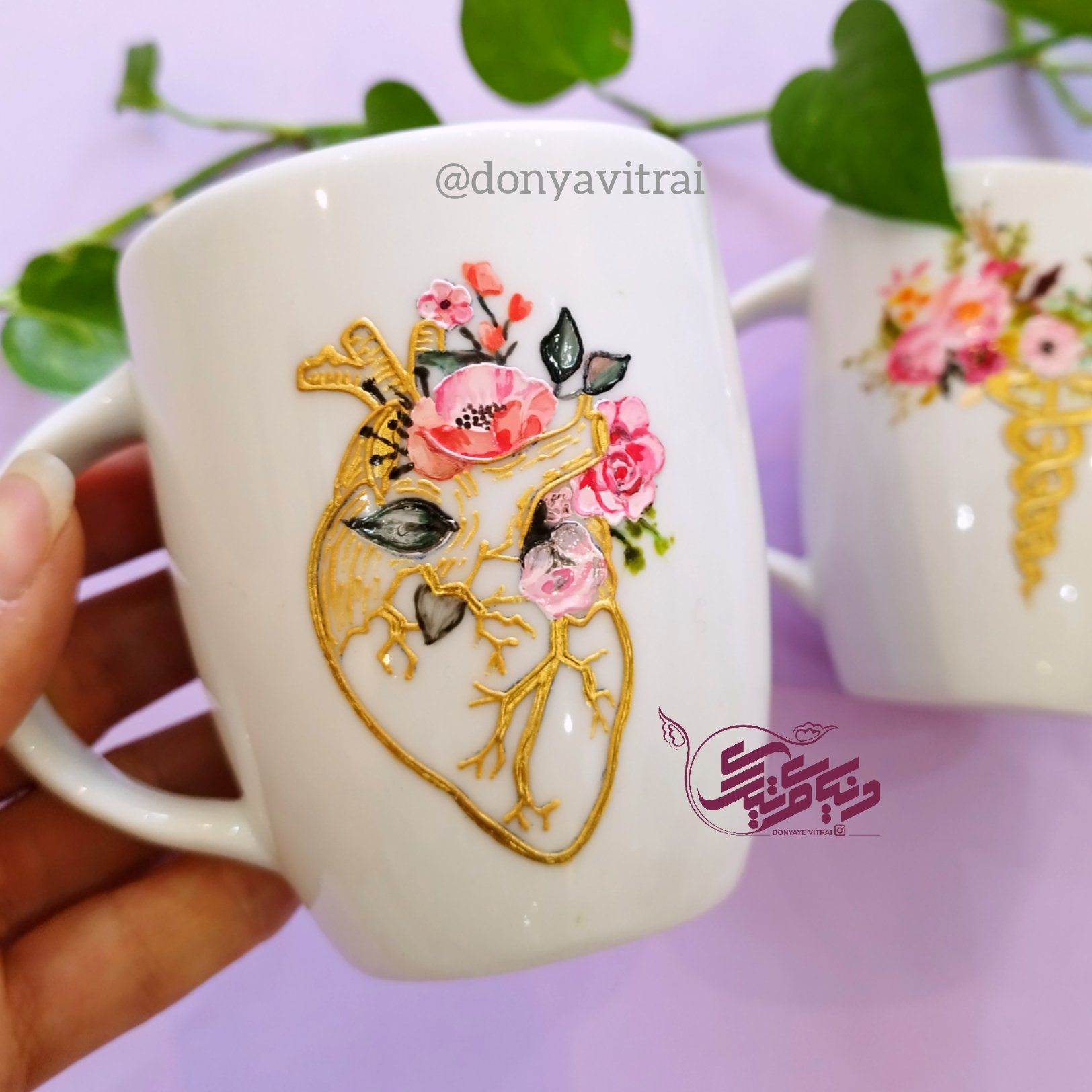 ماگ ویترای طرح قلب، لیوان نقش برجسته، مناسب هدیه و سوپرایز پزشک قلب، ارسال رایگان