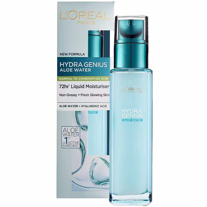 سرم آب آلوئه ورا لورال لیبل سبز نرمال تا مختلط LOreal Hydra Genius Aloe Water
