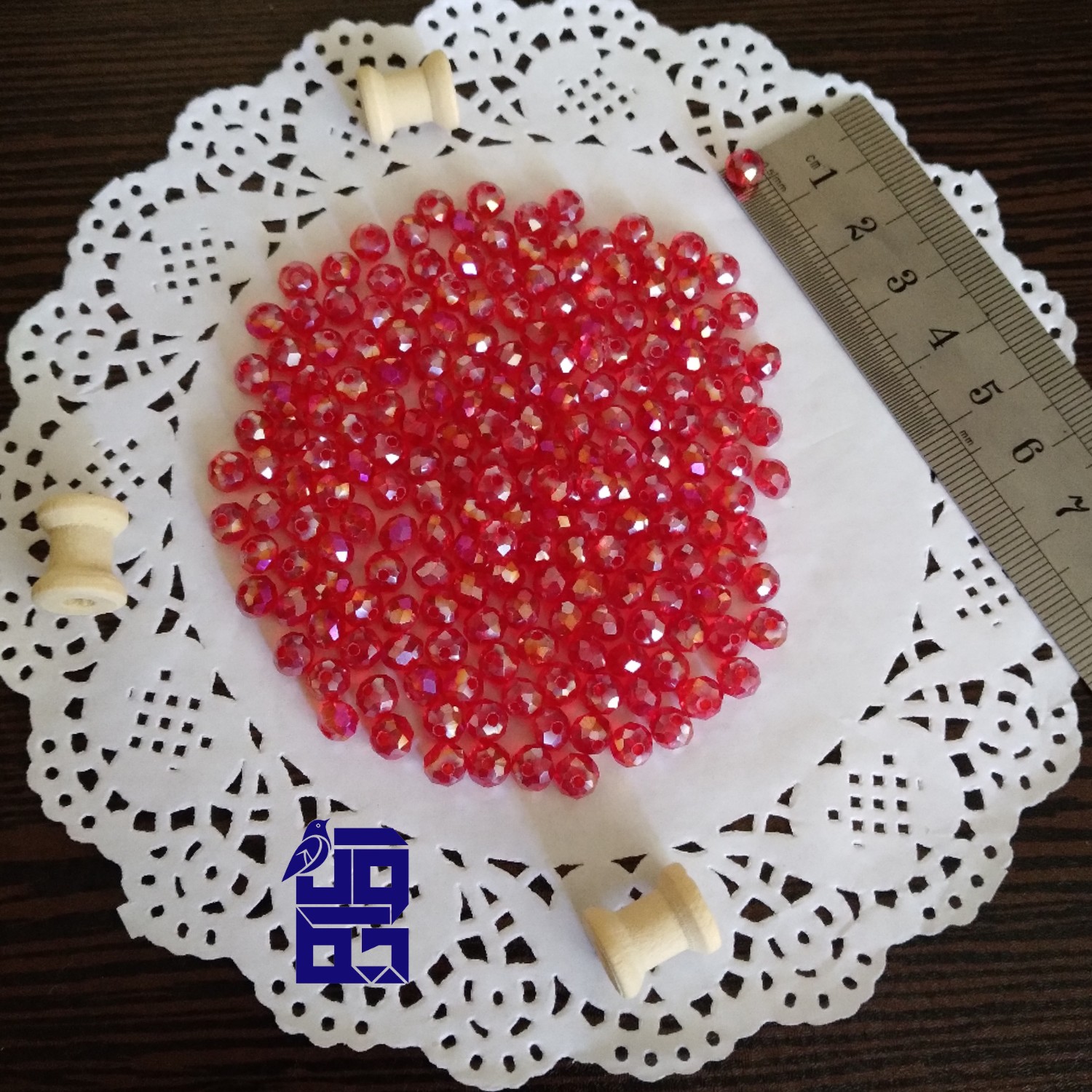 کریستال شیشه ای رنگ قرمز هفت رنگ سایز 6 پک 25 عددی