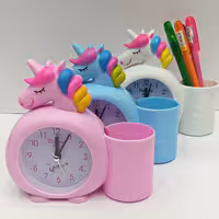 ساعت رومیزی زنگ دار همراه با جاقلمی( ابی  موجود