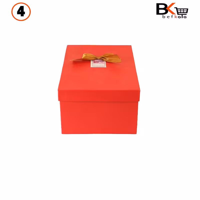 باکس کادویی مستطیلی پاپیون دار قرمز سایز4 کد50