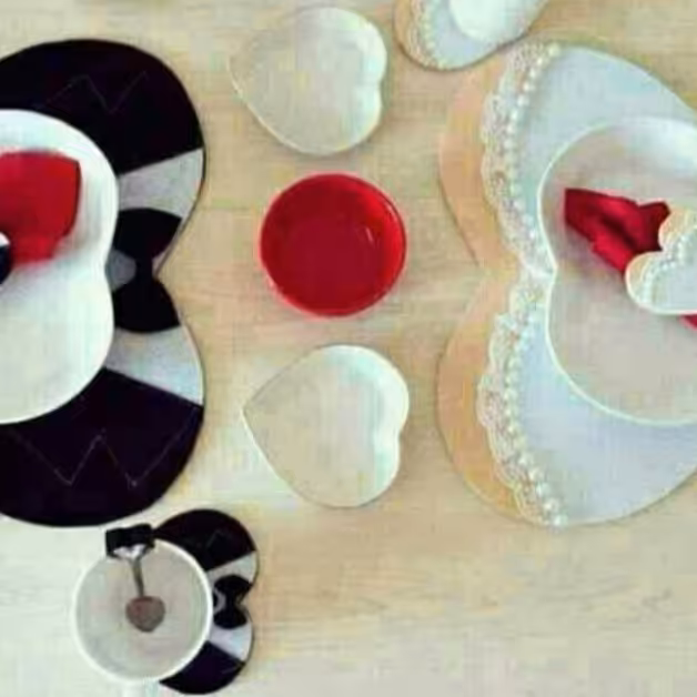 پک 2عددی زیر بشقابی و زیرلیوانی عروس و داماد