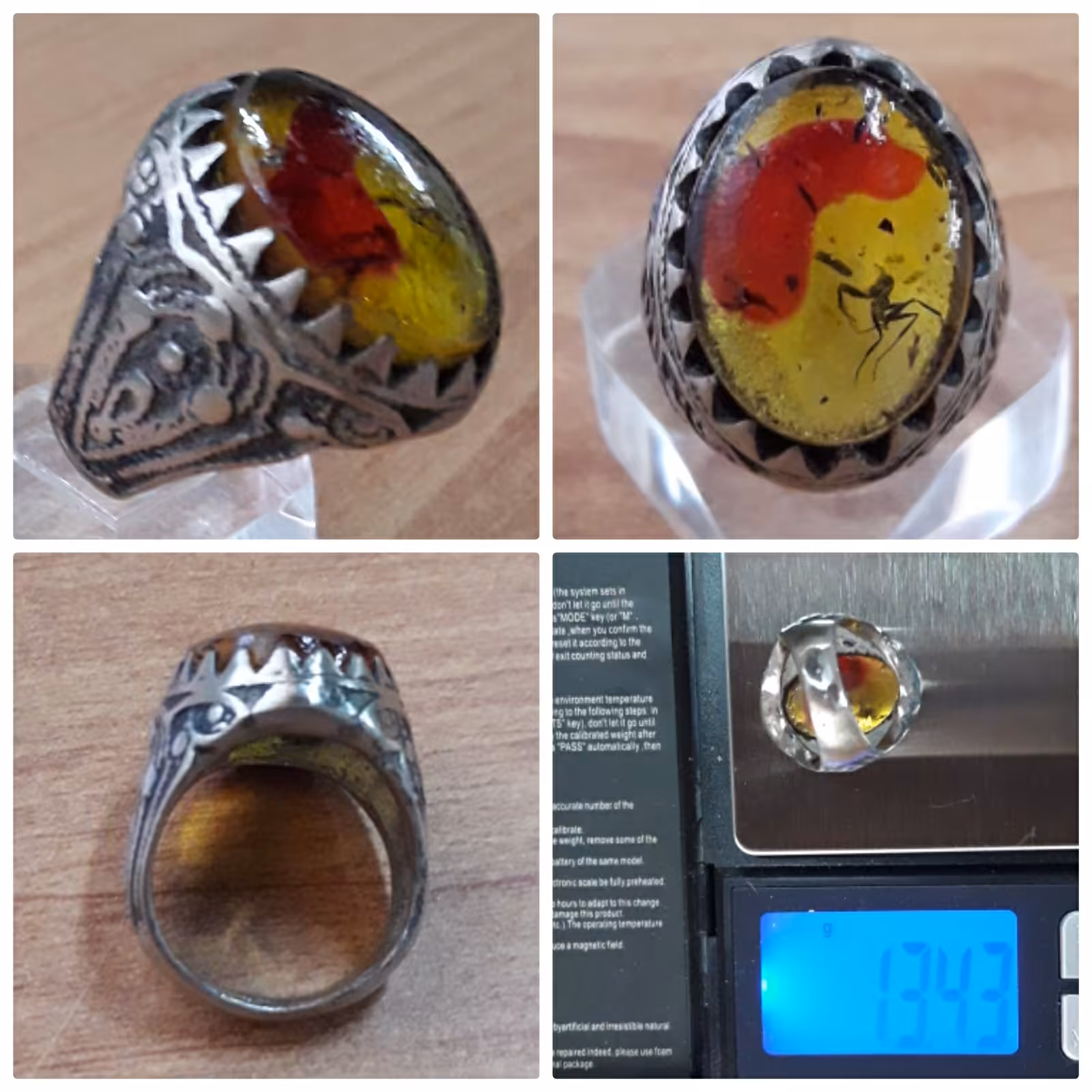 انگشتر کهربا سایز 58