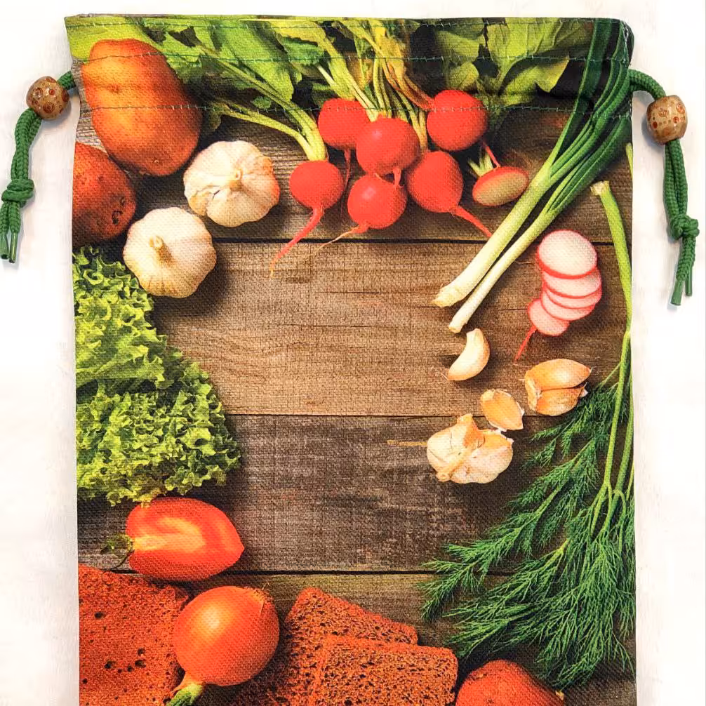 پک دو عددی کیسه سبزی و میوه و صیفیجات طرح های زیبا دارای لایه داخلی مخصوص و درب بند دار جمع شو 