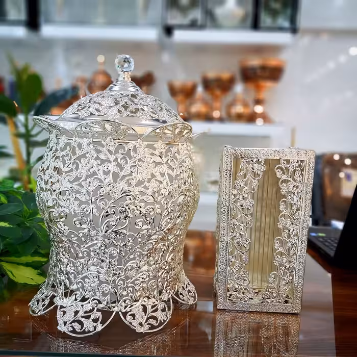 سطل و جادستمال جدید پیوتر  با رنگ سیلور و ثابت( خرید بدون واسطه به قیمت درب کارخانه)