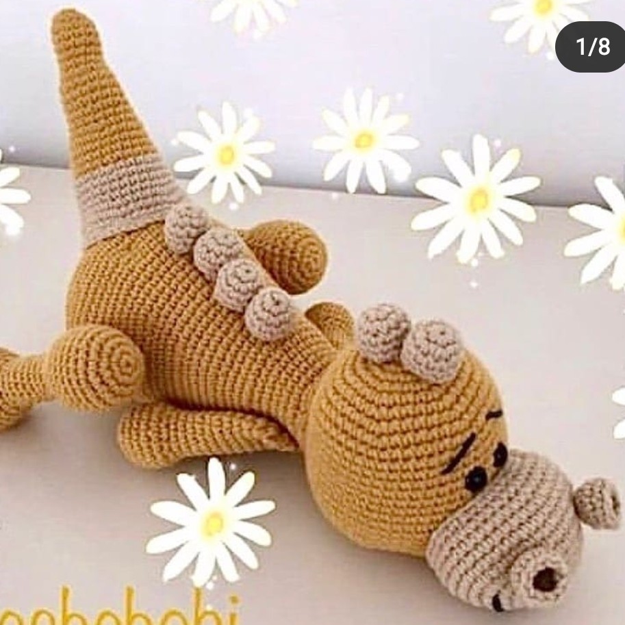 عروسک بافتنی دایناسور خوابیده