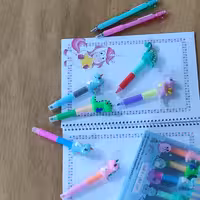 ماژیک هایلایتر یا علامت زن فانتزی و دو سر طرح دایناسور  مجموعه 6 عددی 12 رنگ