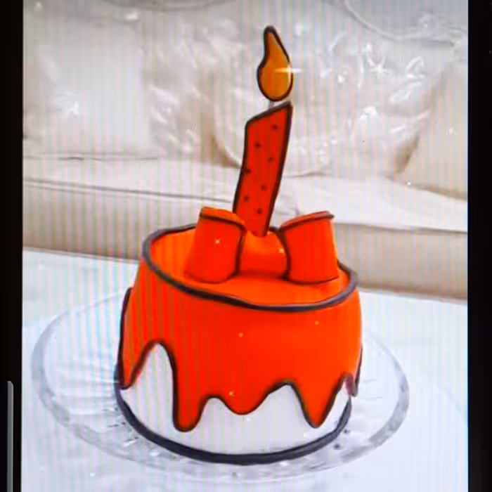 کیک کارتونی دو بعدی سه بعدی قرمز زنگ وانیلی 600 گرمی