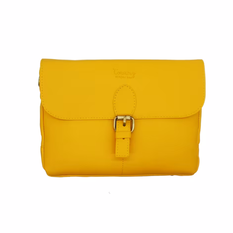 کیف چرمی دوربین عکاسی ترنگ رنگ خردلی