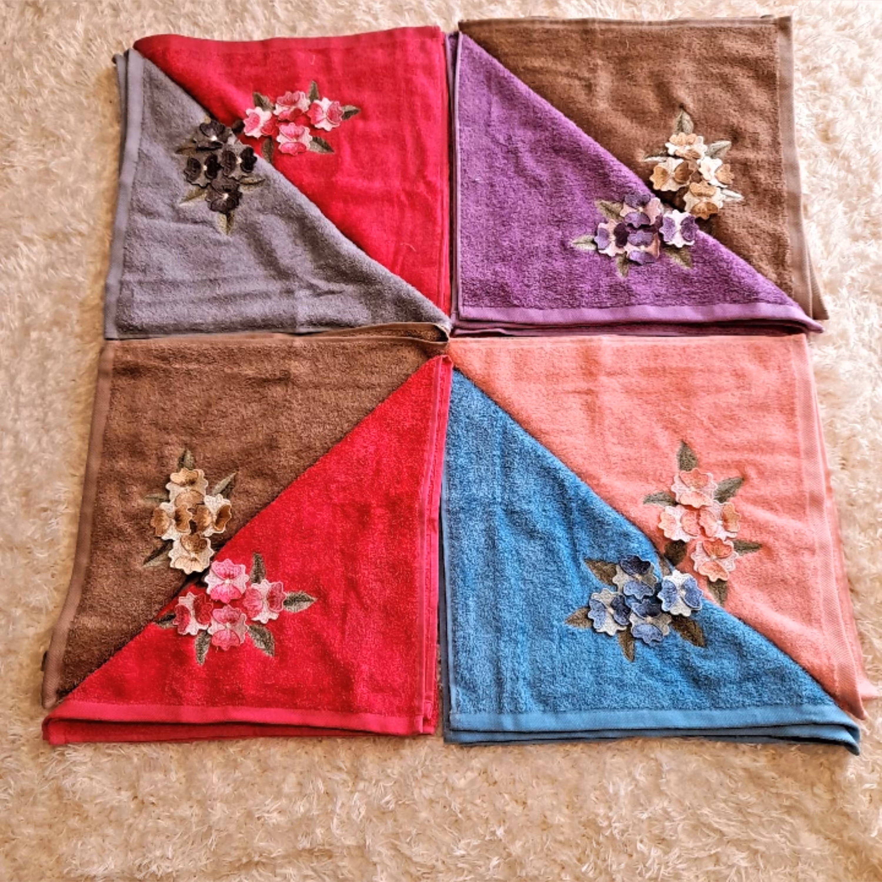 حوله دستی گلدوزی شده دو رو نخ (لوکس) سایز 40در 73 (ارسال رایگان)