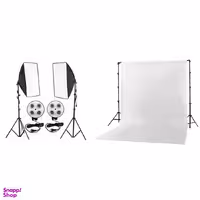 کیت نور ثابت و بک گراند 8 لامپ مدل AR04 به همراه فون عکاسی هدیه