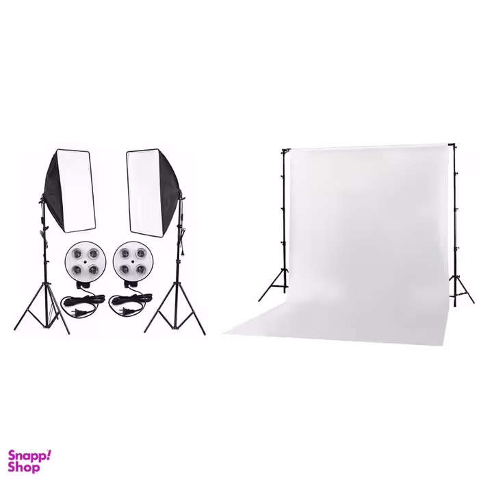 کیت نور ثابت و بک گراند 8 لامپ مدل AR04 به همراه فون عکاسی هدیه