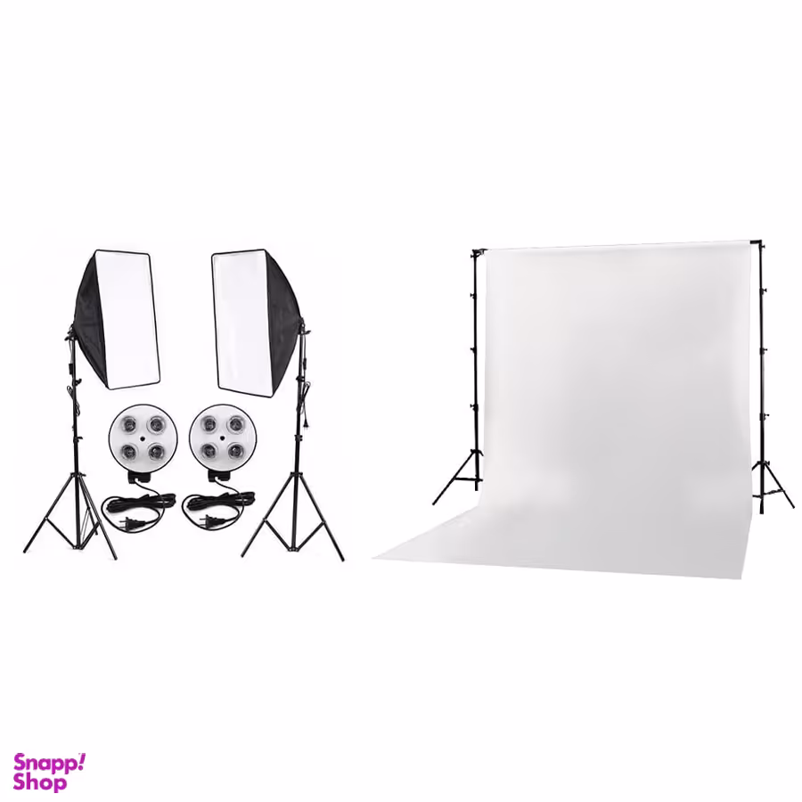 کیت نور ثابت و بک گراند 8 لامپ مدل AR04 به همراه فون عکاسی هدیه