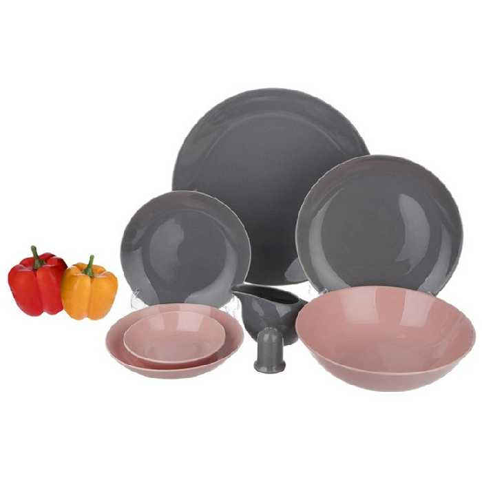 سرویس غذاخوری 30 پارچه استون ور رنگ طوسی صورتی