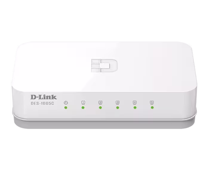 سوییچ شبکه 5 پورت مگابیتی و دسکتاپ دی لینک مدل DES-1005c