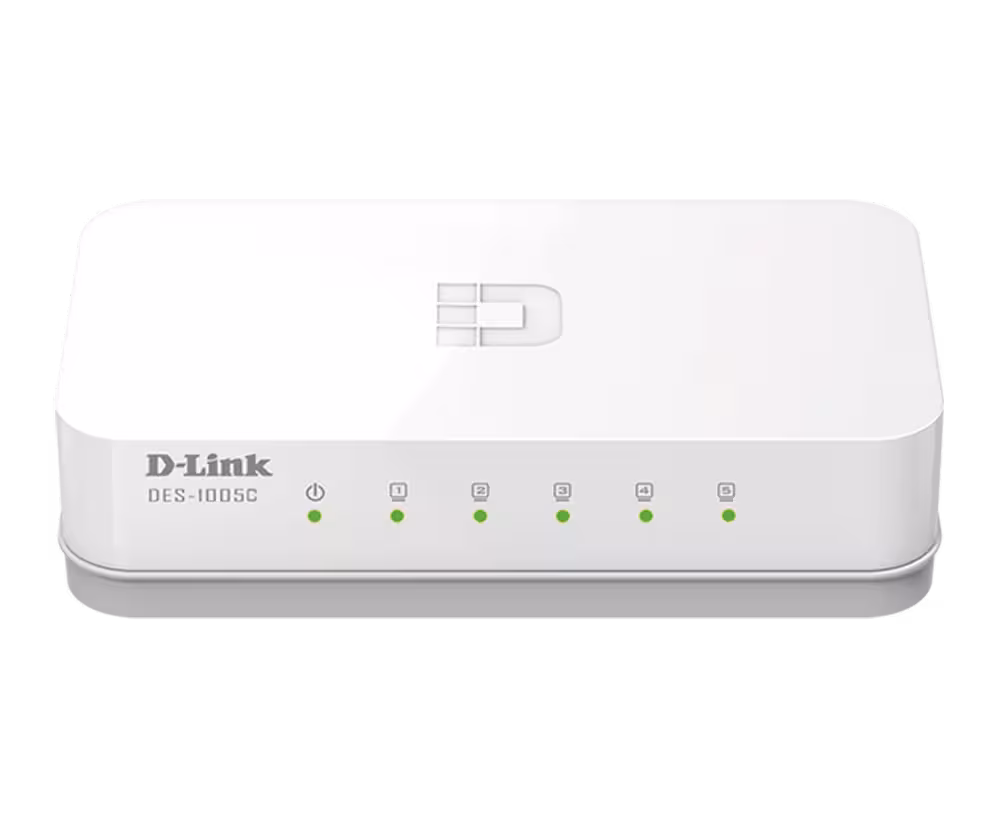 سوییچ شبکه 5 پورت مگابیتی و دسکتاپ دی لینک مدل DES-1005c