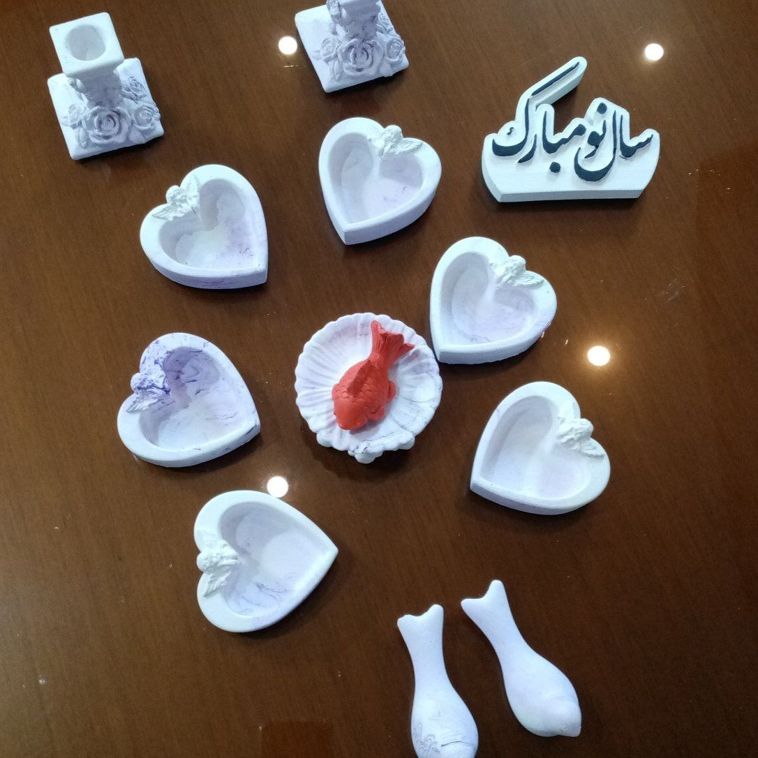 ظرف هفت سین قلبی فرشته جذاب تندیس سال نو و جا شمعی ماهی قرمز