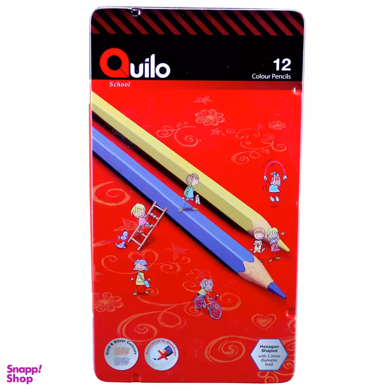 مداد رنگ ی کویلو (Quilo) مدل جعبه فلزی 12 رنگ