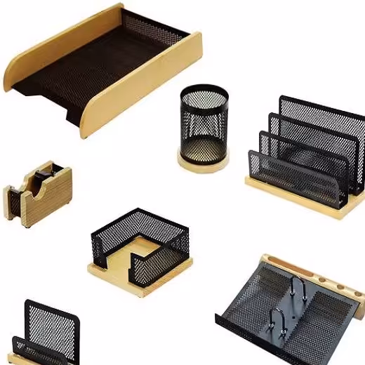 ست رومیزی چوب و فلز 7 تیکه با کازیه