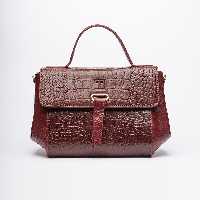 کیف زنانه.چرم طبیعی.نگین کروکو.کد31150C.زرشکی .خانه چرم تبریز 