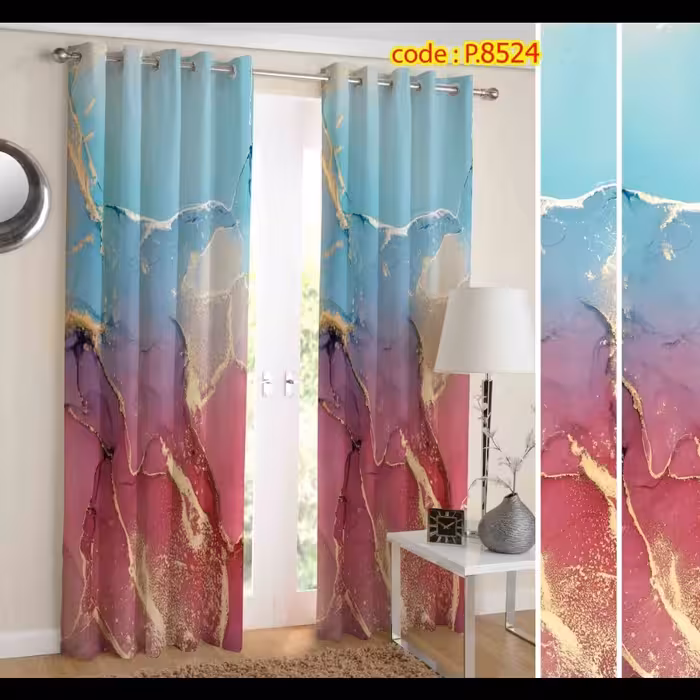 پرده پذیرایی دو قواره طرح سنگ ماربل کد P8524