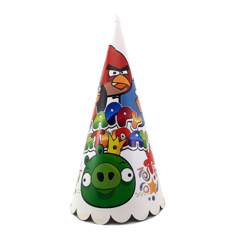 خرید کلاه تولد مدل بوقی طرح Angry Birds مقوایی