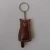 جاکلیدی چرمی گربه ای قهوه ای