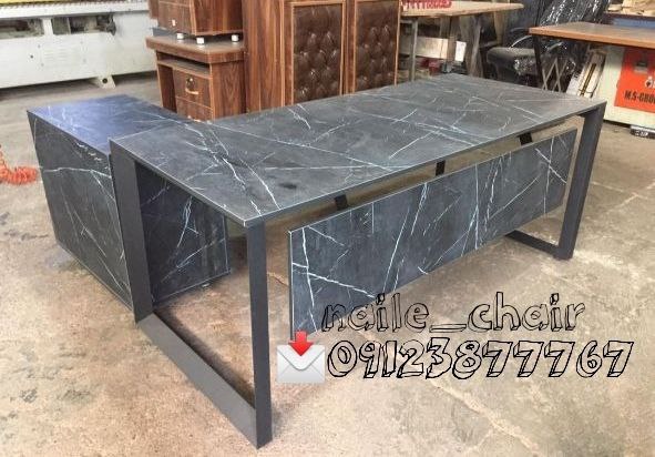 میز اداری مربعی پایه فلزی ال
