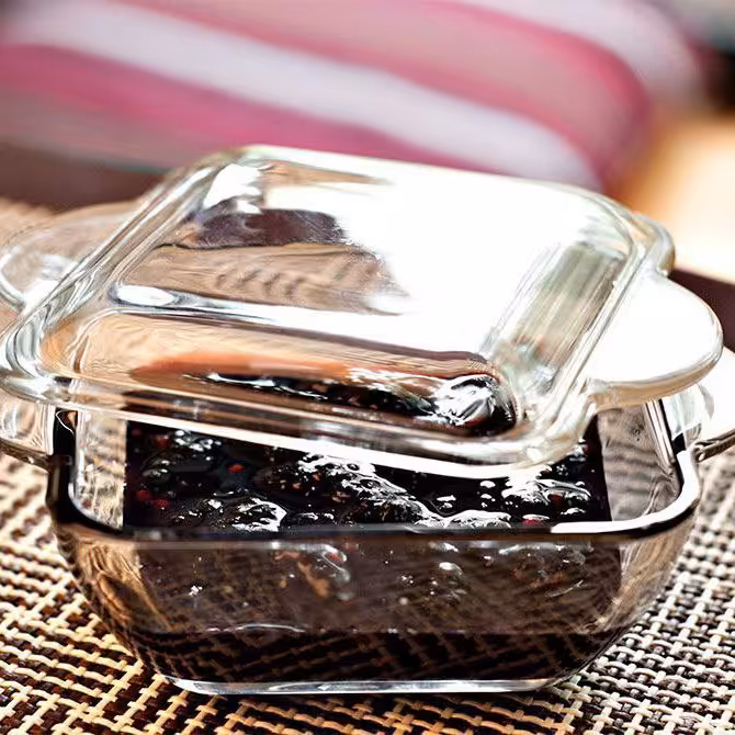 مربا خوری درب دار جنس شیشه