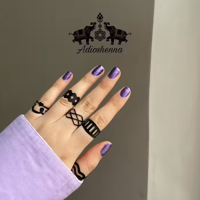 پک انگشتر بندانگشتی 5 تایی رنگ مشکی فری سایز - بسیار شیک