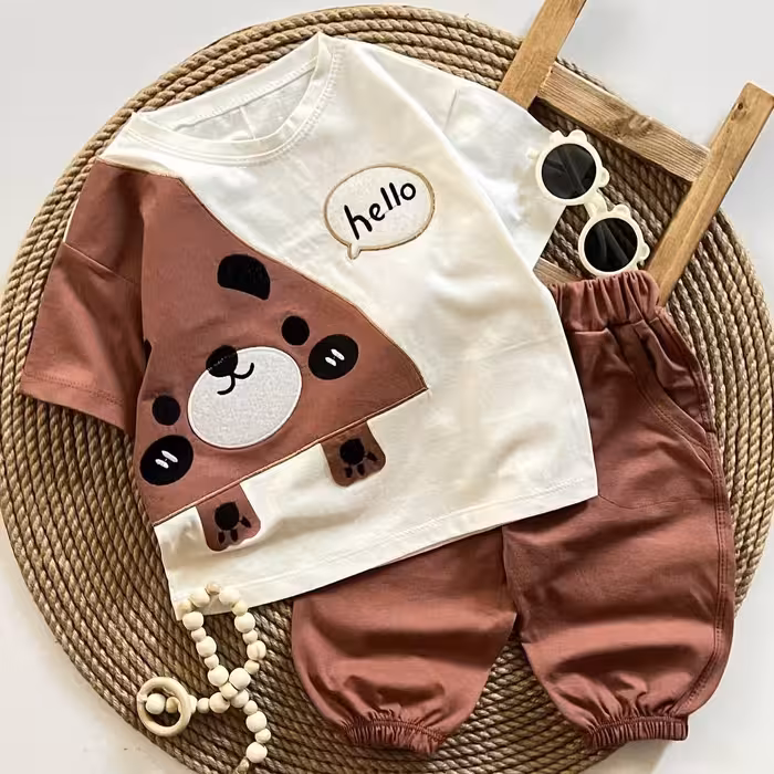 تیشرت شلوارک اسپورت طرح hello مناسب سایز40تا50 ارسال رایگان