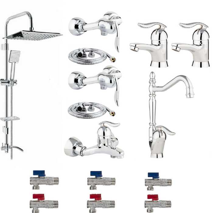 ست شیرالات رز مدل ونیز لایت مجموعه 15 عددی کروم
