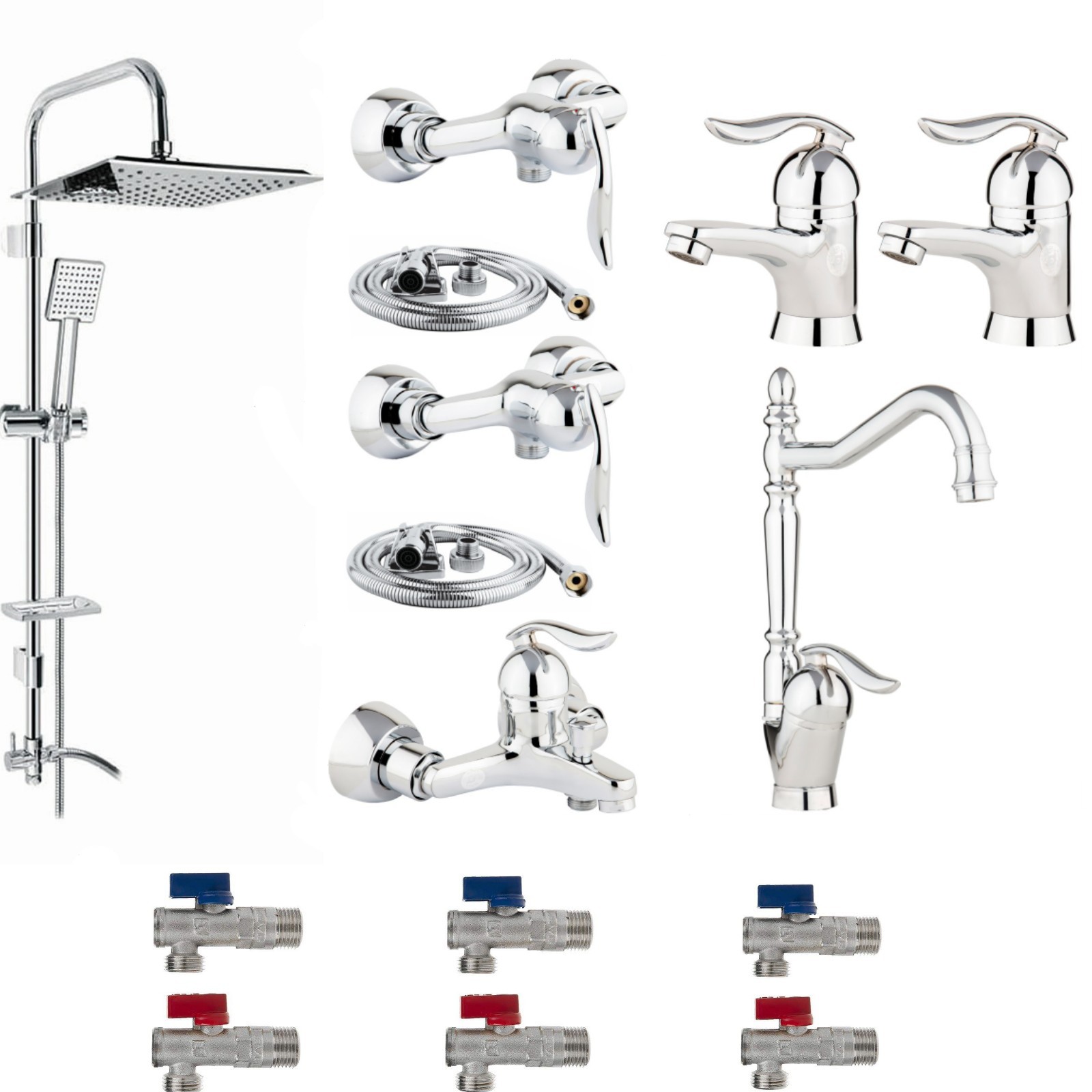 ست شیرالات رز مدل ونیز لایت مجموعه 15 عددی کروم