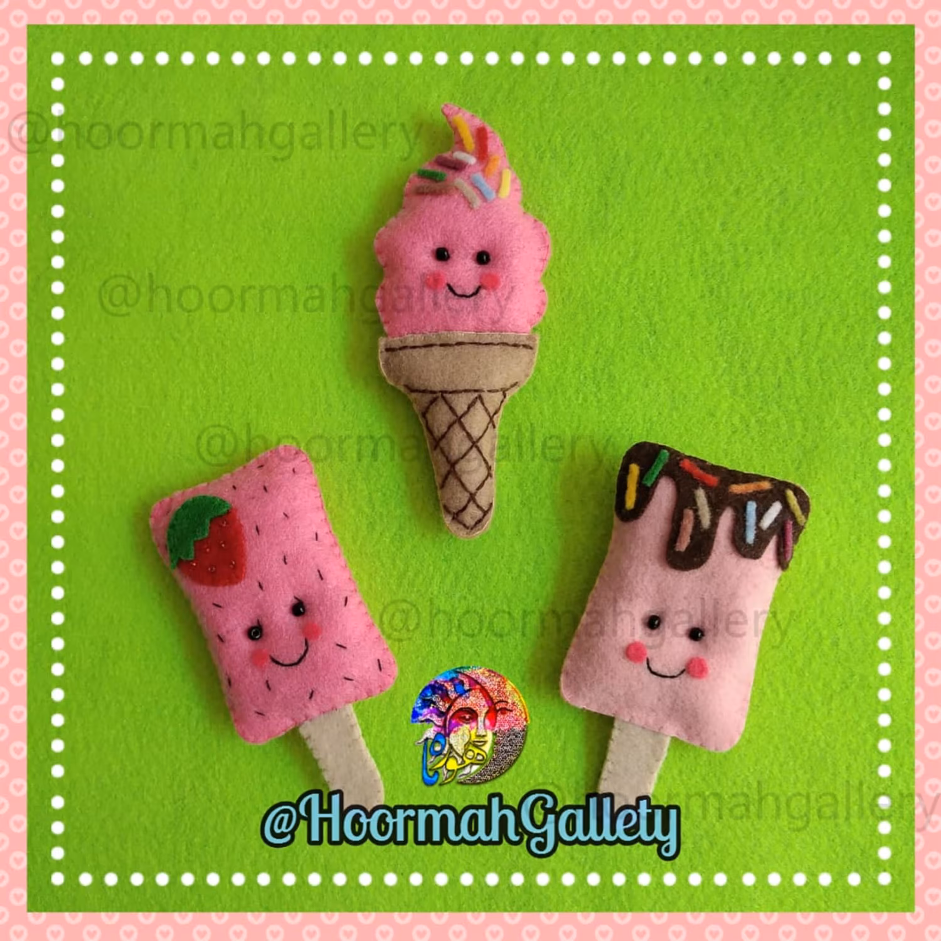 پک مگنت نمدی یخچال طرح بستنی و کیم 