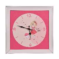 ساعت دیواری کودک مدل دختر صورتی