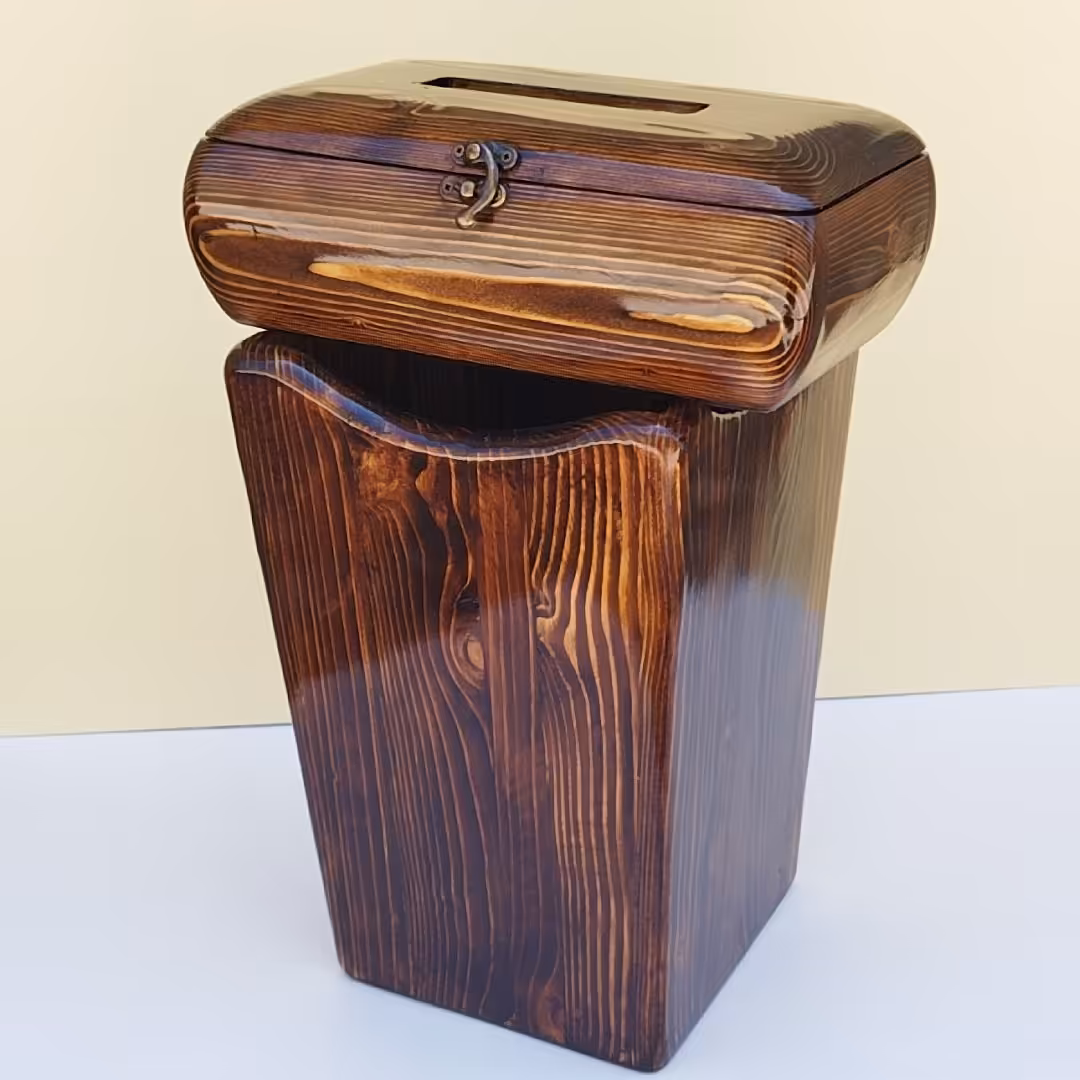 جعبه دستمال کاغذی و سطل چوبی 