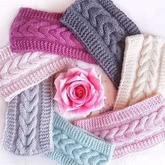 هدبند بافت شیک و زیبا کار دست با کاموا ترک در رنگ دلخواه قابل شست و شو 